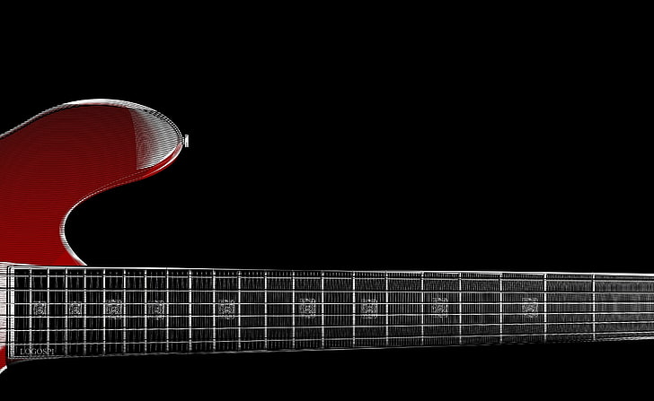 Zoom Red Guitar, red electric guitar, Music, Guitar, Beautiful, Artwork, red, electric guitar, instrument, guitar neck, HD wallpaper