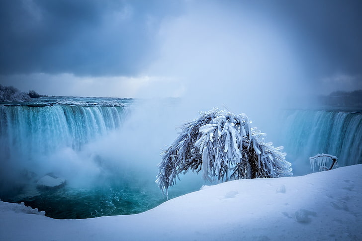 Niagara Falls, winter, waterfall, HD wallpaper