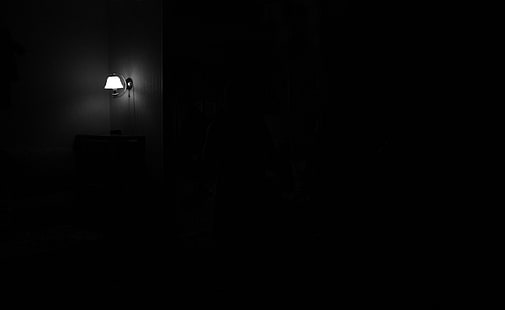 Lamp In Darkness, бяла стенна лампа, Aero, Black, Darkness, Lamp, HD тапет HD wallpaper