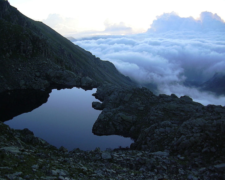 lago de montaña, paisaje, Fondo de pantalla HD
