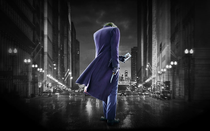 The Joker illustration, The Dark Knight, Joker, knife, street, HD wallpaper