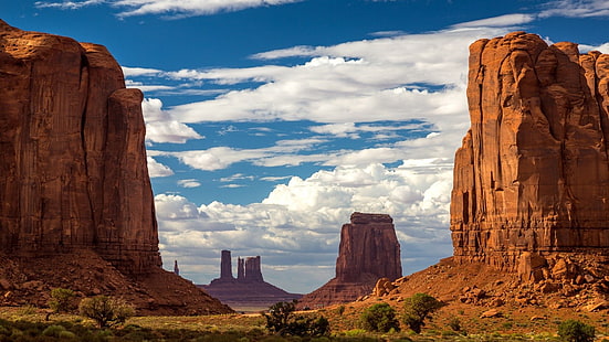 formaciones rocosas marrones, paisaje, cañón, desierto, Fondo de pantalla HD HD wallpaper
