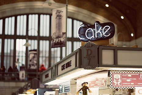 kue signage LED, cafe, papan nama, toko roti, Wallpaper HD HD wallpaper