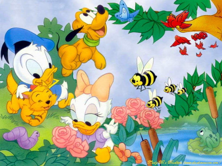 Disney Babies, Disney Pluto, Donald, and Daisy Duck illustration, Cartoons, , cartoon, disney, HD wallpaper