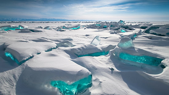 바이칼 호수, 얼음, 눈, HD, HD 배경 화면 HD wallpaper