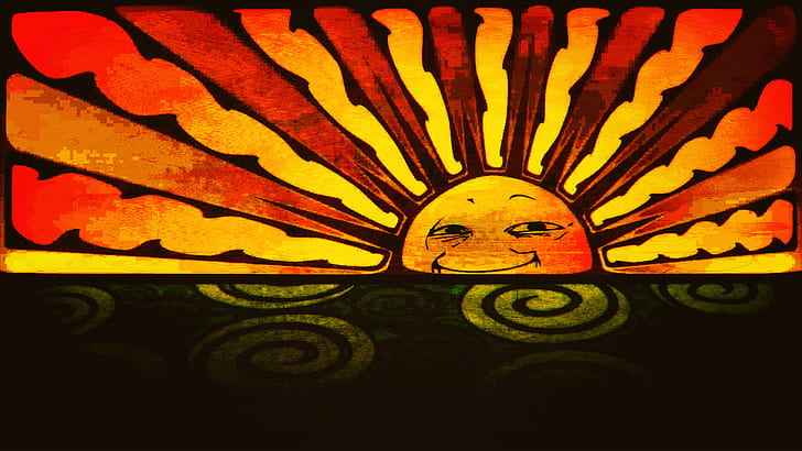 นามธรรม, ดวงอาทิตย์, ใบหน้าที่ยิ้มแย้มแจ่มใส, วอลล์เปเปอร์ HD