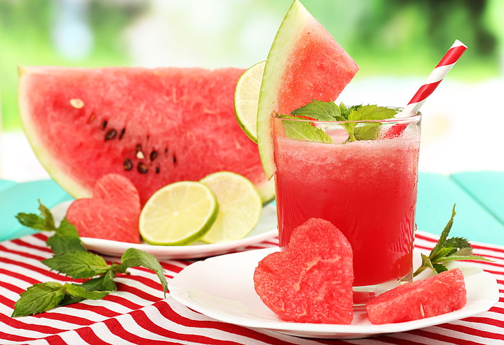 watermelon drink, watermelon, juice, slices, water melon, HD wallpaper