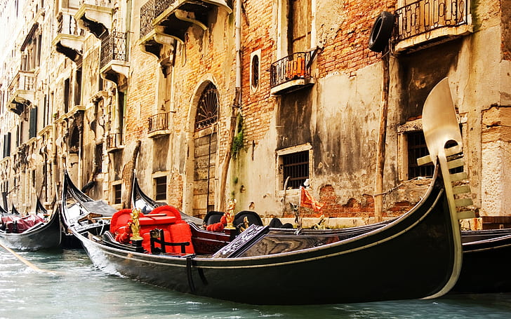 Gondole de Venise, Venise, gondole, voyage et monde, Fond d'écran HD