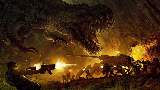 цифровые обои дракон и солдат, турок, видеоигры, динозавры, HD обои HD wallpaper