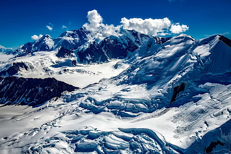 приключение, Аляска, высота, восхождение, облака, холодная, дневной свет, морозный, замороженный, ледник, высокая, поход, лед, пейзаж, гора, вершина горы, природа, на открытом в…, живописный, снег, топ, путешествие, зима, HD обои HD wallpaper