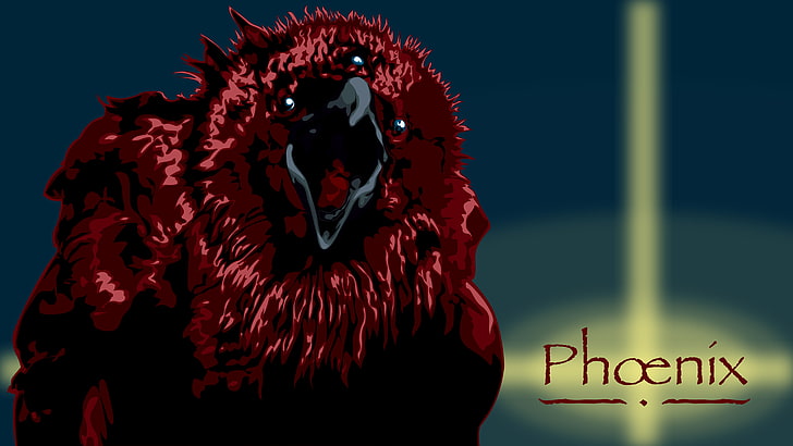 червен и черен череп с принт текстил, феникс, HD тапет