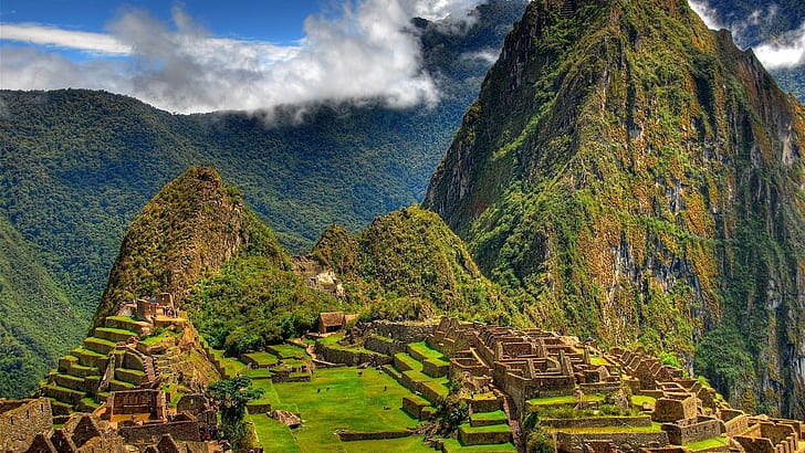 Мачу-Пикчу Инки Руины заросли джунглей Пейзаж HD, природа, пейзаж, джунгли, заросли, руины, Пикчу, Мачу, инков, HD обои