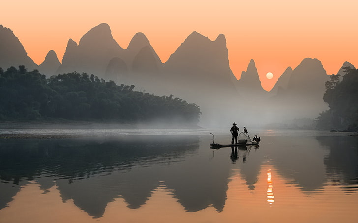 Li River Çin'de Harika Bir Yer Günbatımı Manzara Fotoğrafçılığı Ultra Hd Duvar Kağıdı Masaüstü Cep Telefonları Ve Dizüstü Bilgisayarlar için 3840 × 2400, HD masaüstü duvar kağıdı