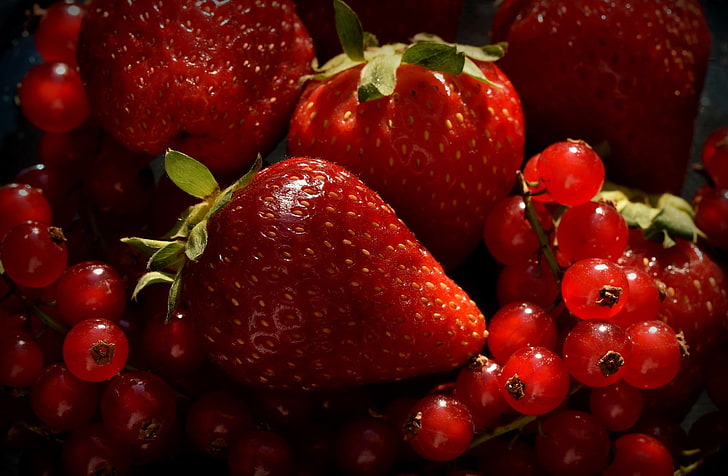 fruit, food, red, strawberries, HD wallpaper