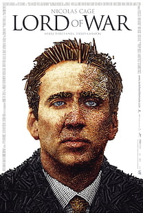 Poster film, latar belakang putih, Nicolas Cage, amunisi, Lord of War, seni digital, Wallpaper HD HD wallpaper