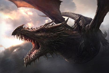 dragon, Balerion, Aegon the Conqueror, Game of Thrones, Fondo de pantalla HD HD wallpaper