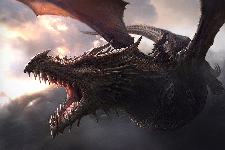 dragon brun, dragon, Game of Thrones, Balerion, Aegon le Conquérant, Fond d'écran HD
