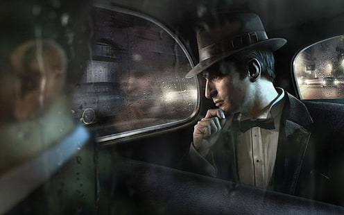 Vito da Mafia 2, chapéu fedora cinza para homem, HD papel de parede HD wallpaper