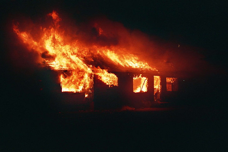 quema, fuego, llamas, calor, calor, casa, Fondo de pantalla HD