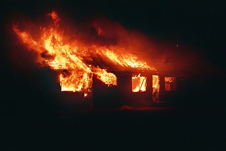 burning, fire, flames, heat, hot, house, HD wallpaper HD wallpaper