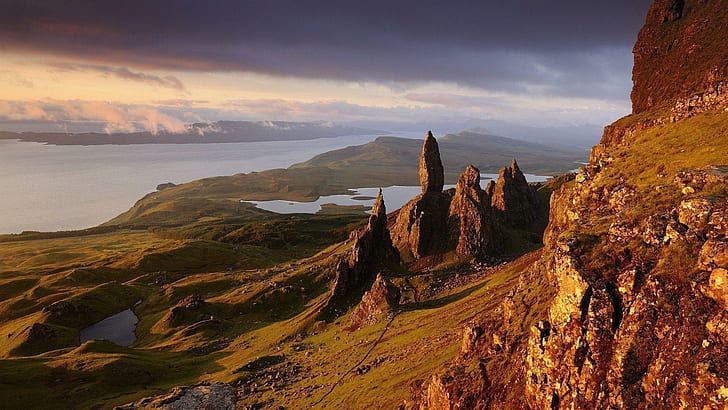 Isola di Skye, montagna, acqua, isola, nuvole, natura e paesaggi, Sfondo HD