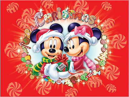 cartoons, disney, merry christmas, mickey mouse, HD wallpaper HD wallpaper