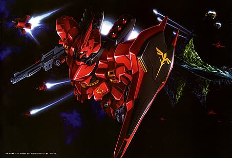 anime, mechy, Mobile Suit, Mobile Suit Gundam Char's Counterattack, Sazabi, Super Robot Taisen, grafika, sztuka cyfrowa, Tapety HD HD wallpaper