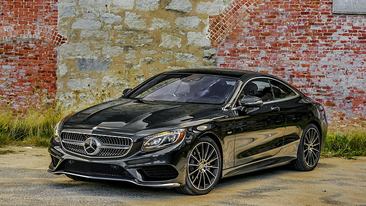 Mercedes-Benz, S-Class, S 550, negro mercedes benz luxury coupe, 2014, Mercedes, AMG, wall, Mercedes-Benz, S 550, S-Class, C217, Black, Fondo de pantalla HD