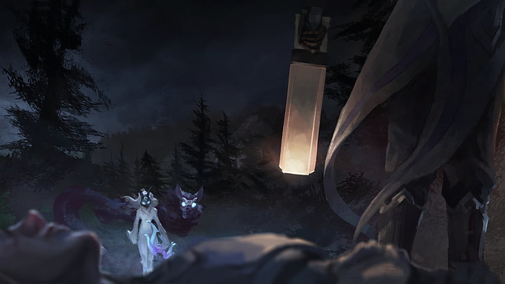 League of Legends, Kindred, Kindred (League of Legends), ลูกแกะ, หมาป่า, ปืน, ธนู, ป่า, Lucian, Lucian (League of Legends), วอลล์เปเปอร์ HD