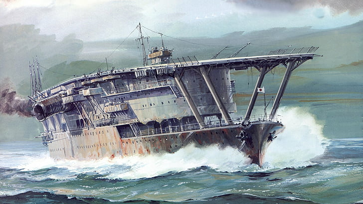 Krigsfartyg, japanska marinen, hangarfartyg, japanska hangarfartyg Akagi, HD tapet