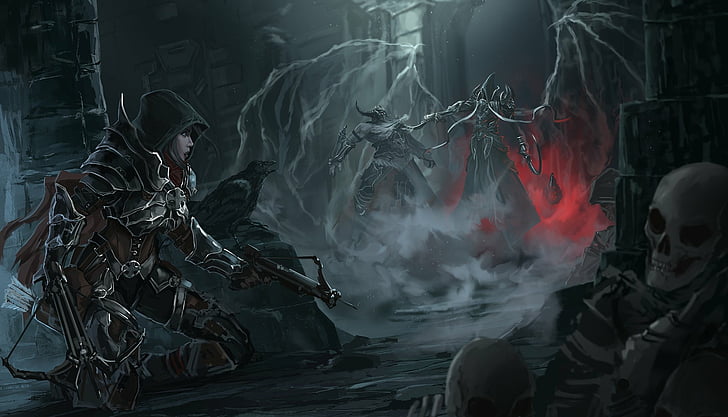 Diablo, Diablo III: Reaper Of Souls, Barbaro (Diablo III), Cacciatore di demoni (Diablo III), Sfondo HD