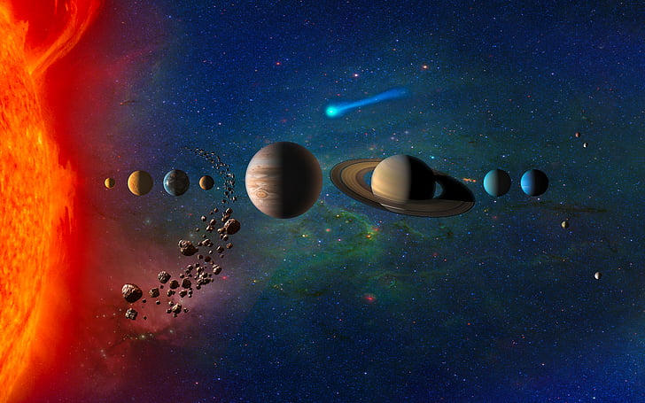 خلفية النظام الشمسي ، النظام الشمسي ، الكواكب ، المدار ، الشمس ، TRAPPIST-1 ، HD ، 5K، خلفية HD