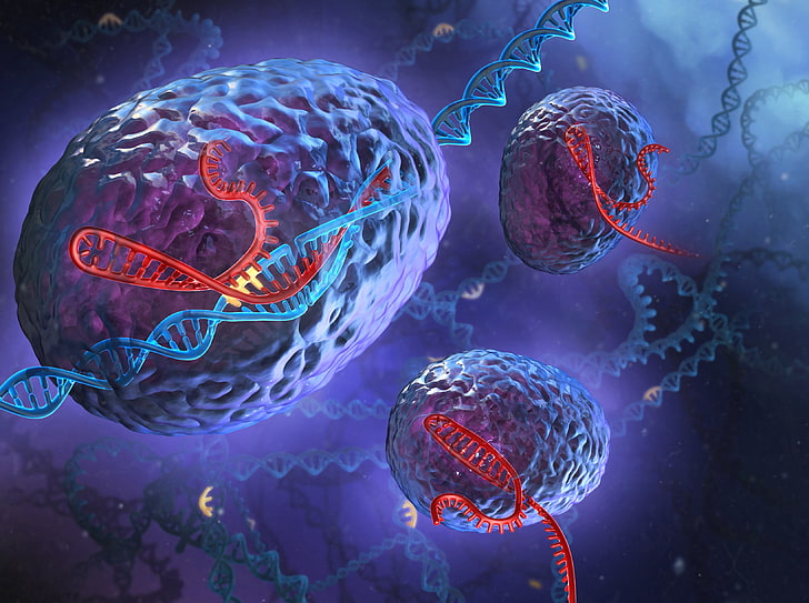 Ilustración de ADN y genética, ADN, genética, espirales, células, Fondo de pantalla HD