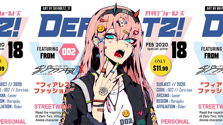 Defaultz_17, anime girls, Darling in the FranXX, 4K, illustration, pink hair, HD wallpaper