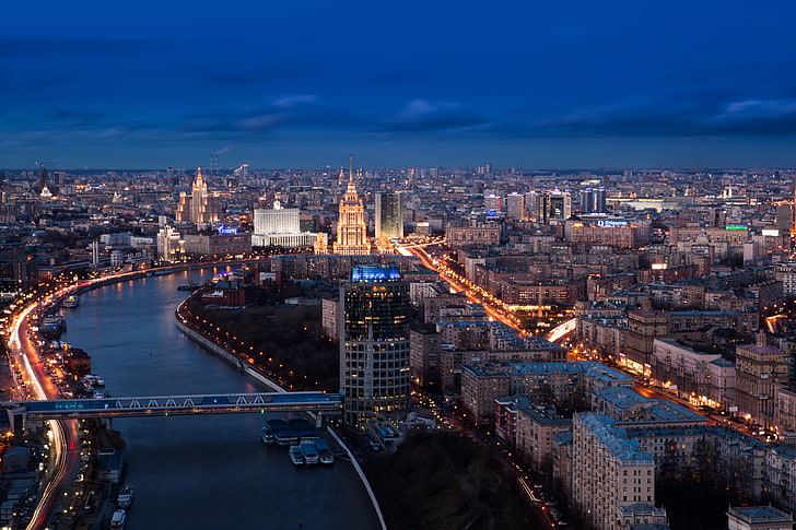 градски, градски пейзаж, река, Москва, HD тапет