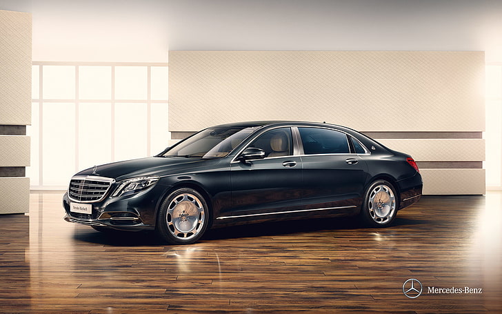 черен седан на Mercedes-Benz, Mercedes-Benz, Maybach, Mercedes, X222, S-class, 2015 г., HD тапет