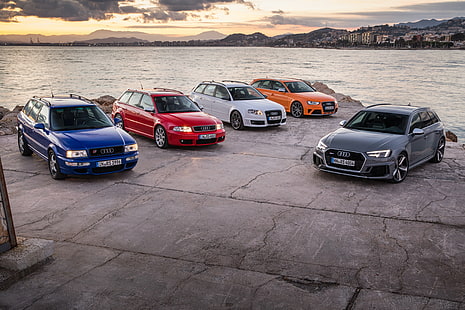 bil, fordon, sportbil, Audi, Audi RS4, Audi RS4 Avant, röda bilar, blåbilar, orange bilar, vita bilar, gråbilar, gråbilar, kombi, kombi, HD tapet HD wallpaper
