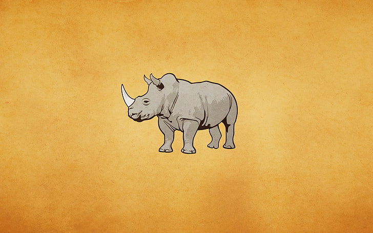 gray rhino illustration, Rhino, light background, rhinoceros, HD wallpaper
