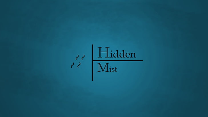 Logo Hidden Mist, Naruto Shippuuden, minimalis, latar belakang biru, Wallpaper HD