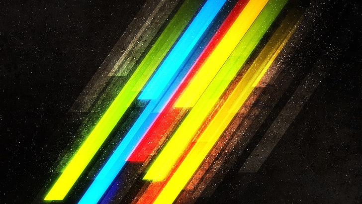 yellow and blue bar, colorful, abstract, stripes, simple, digital art, lines, rainbows, yellow, HD wallpaper
