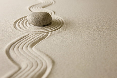 Religiöst, Zen, Sand, sten, HD tapet HD wallpaper