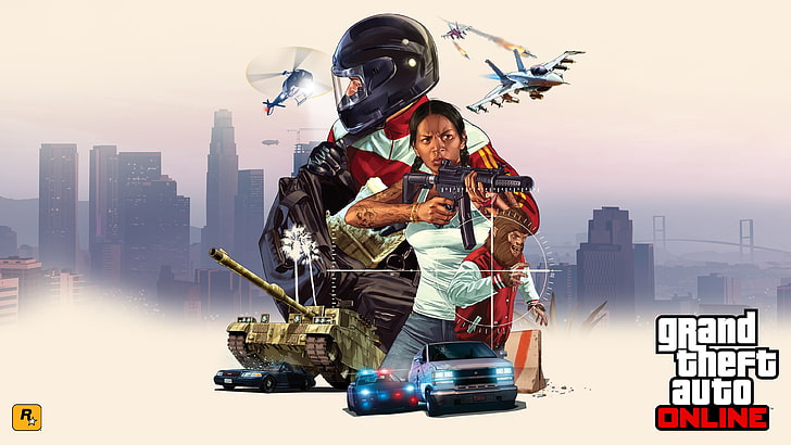 Grand Theft Auto Online wallpaper, Grand Theft Auto V, Grand Theft Auto V Online, Rockstar Spiele, Panzer, Waffe, HD-Hintergrundbild