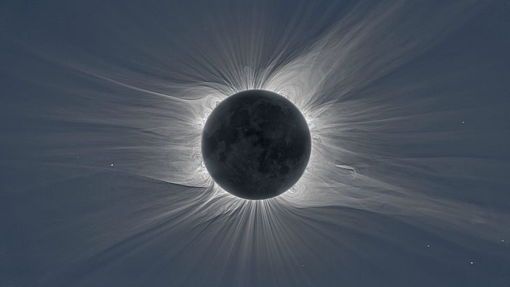 eclipse solar, eclipse solar, planeta, espacio, arte espacial, luna, Fondo de pantalla HD