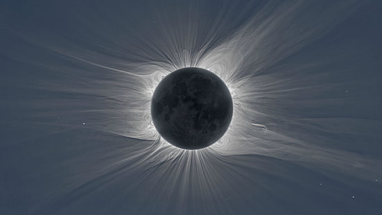 éclipse solaire, éclipse solaire, planète, espace, art spatial, Lune, Fond d'écran HD HD wallpaper