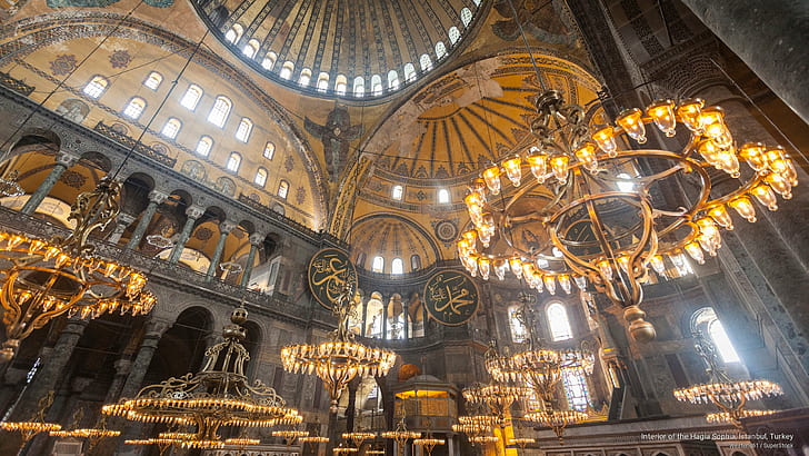 Intérieur de la basilique Sainte-Sophie, Istanbul, Turquie, Architecture, Fond d'écran HD