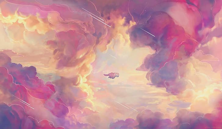 digital konst, fantasikonst, moln, rosa, Avatar: The Last Airbender, HD tapet