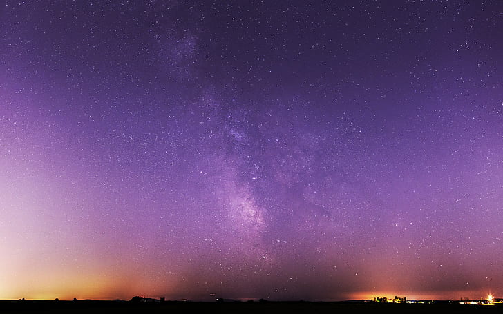 Nacht, lila, Himmel, Landschaft, Sterne, HD-Hintergrundbild