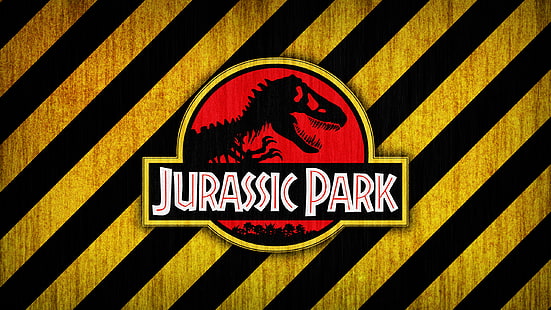 Park Jurajski, czerwony, logo, czarny, żółty, park jurajski, kości, Tapety HD HD wallpaper