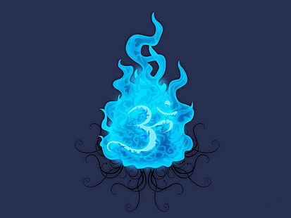Blaues Feuer In Om, blau und weiß Feuer Wallpaper, religiös, blau, Feuer, Hintergrund, HD-Hintergrundbild HD wallpaper