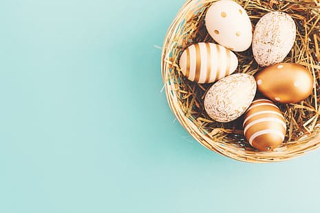 Hintergrund, Eier, Ostern, glücklich, Korb, Dekoration, HD-Hintergrundbild HD wallpaper